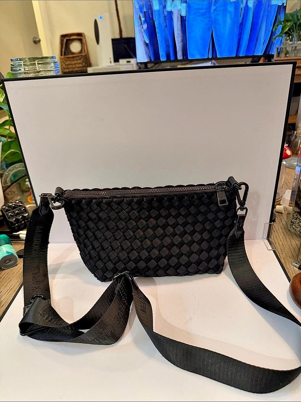 Steve Madden Black Woven Crossbody Bag